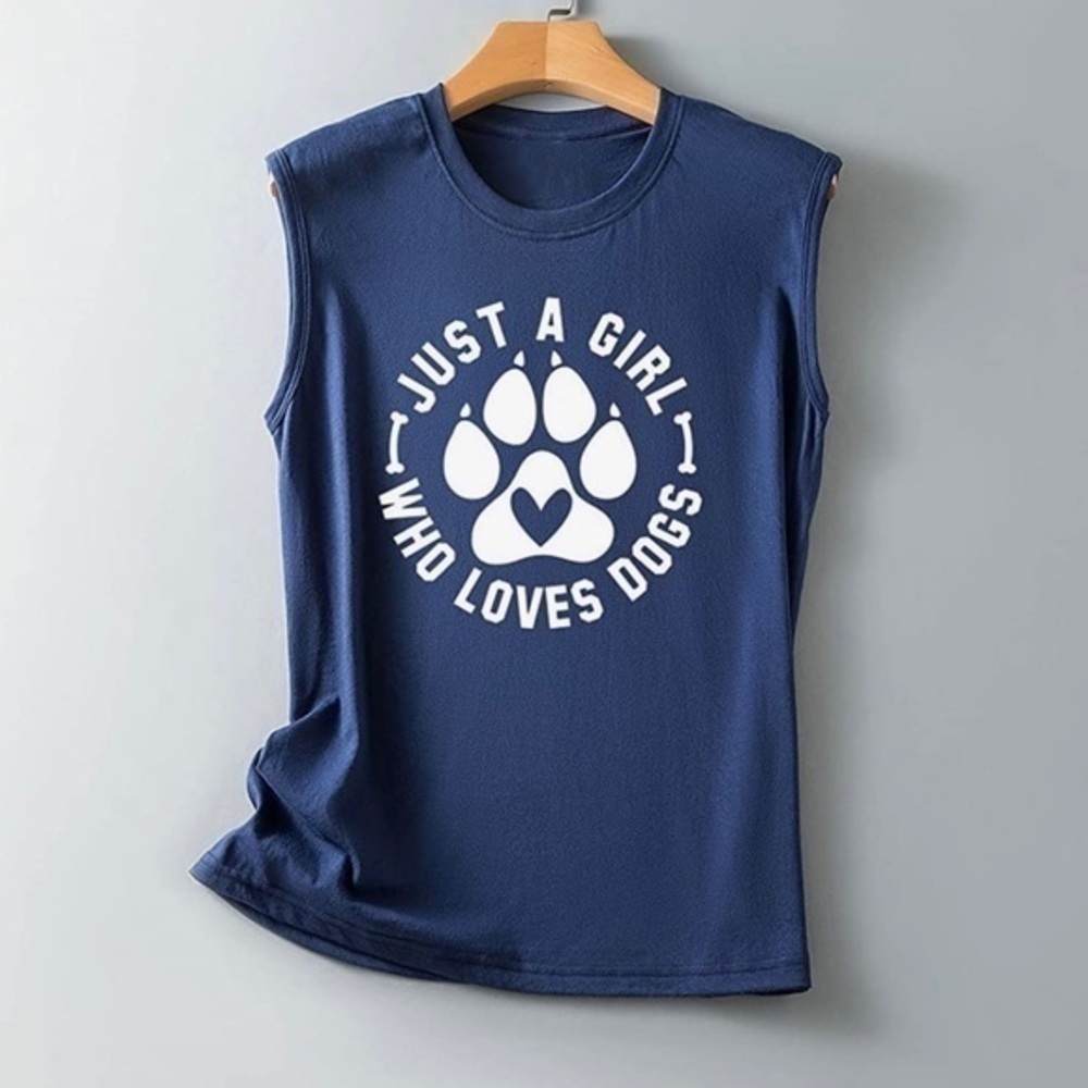 Just a Girl Who Loves Dogs 100% polyester navy tank